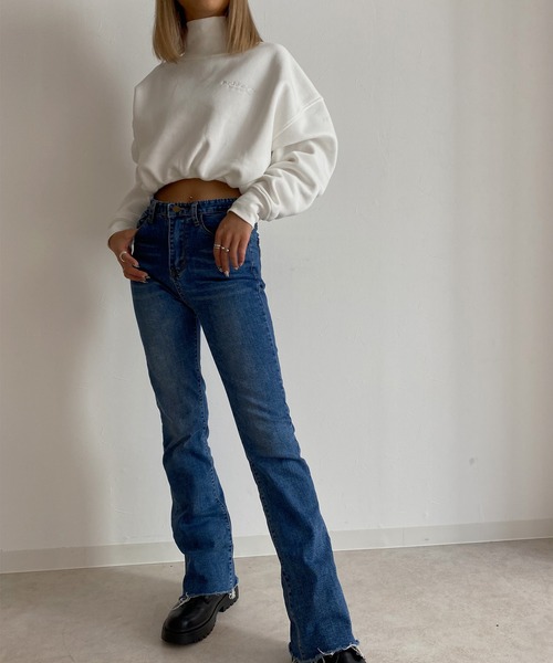 Avvenente（アベネンテ）の「【Avvenente】ハイネックショートスウェット（Tシャツ/カットソー・レディース・オフホワイト/ブラック/ベージュ・FREE）」の8枚目の写真