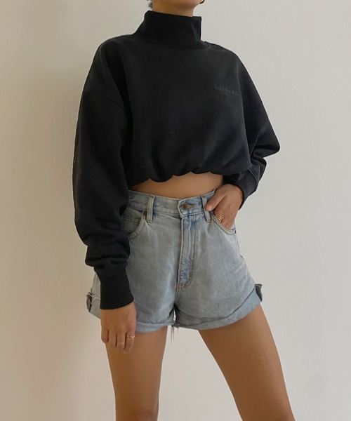 Avvenente（アベネンテ）の「【Avvenente】ハイネックショートスウェット（Tシャツ/カットソー・レディース・オフホワイト/ブラック/ベージュ・FREE）」の9枚目の写真