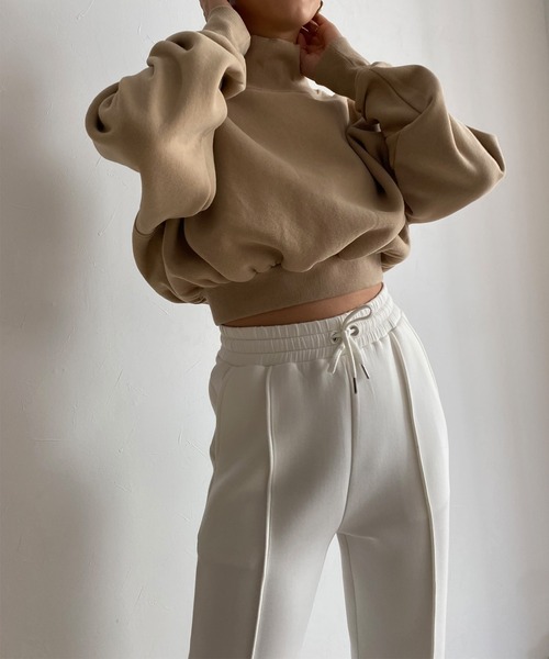 Avvenente（アベネンテ）の「【Avvenente】ハイネックショートスウェット（Tシャツ/カットソー・レディース・オフホワイト/ブラック/ベージュ・FREE）」の17枚目の写真