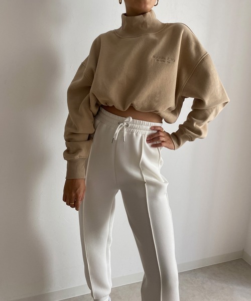 Avvenente（アベネンテ）の「【Avvenente】ハイネックショートスウェット（Tシャツ/カットソー・レディース・オフホワイト/ブラック/ベージュ・FREE）」の15枚目の写真