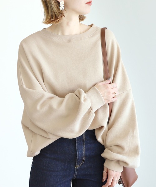 reca（レカ）の「裏起毛フロッキーバックプリントビッグスウェット（スウェット・レディース・ライトベージュ/グレイッシュベージュ・M）」の6枚目の写真