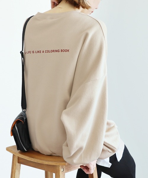 reca（レカ）の「裏起毛フロッキーバックプリントビッグスウェット（スウェット・レディース・ライトベージュ/グレイッシュベージュ・M）」の8枚目の写真