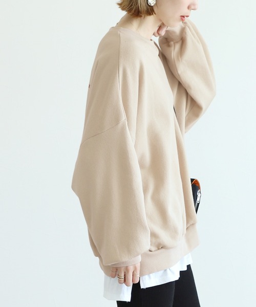 reca（レカ）の「裏起毛フロッキーバックプリントビッグスウェット（スウェット・レディース・ライトベージュ/グレイッシュベージュ・M）」の10枚目の写真