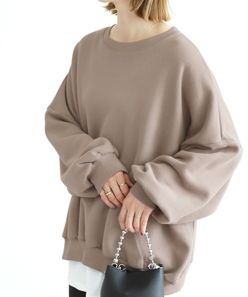 reca（レカ）の「裏起毛フロッキーバックプリントビッグスウェット（スウェット・レディース・ライトベージュ/グレイッシュベージュ・M）」の13枚目の写真