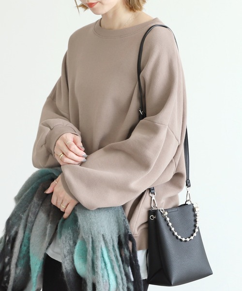 reca（レカ）の「裏起毛フロッキーバックプリントビッグスウェット（スウェット・レディース・ライトベージュ/グレイッシュベージュ・M）」の15枚目の写真