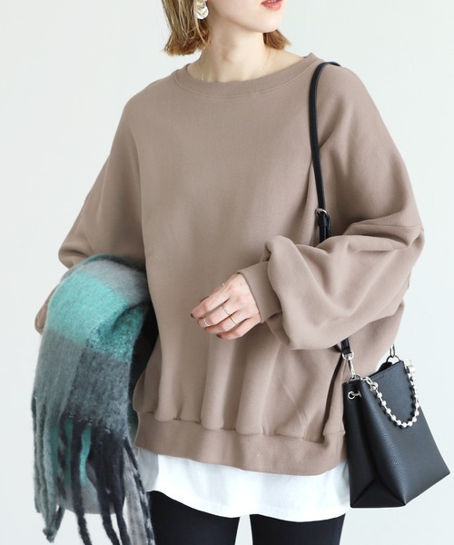 reca（レカ）の「裏起毛フロッキーバックプリントビッグスウェット（スウェット・レディース・ライトベージュ/グレイッシュベージュ・M）」の17枚目の写真