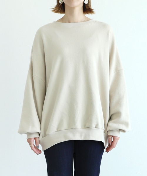 reca（レカ）の「裏起毛フロッキーバックプリントビッグスウェット（スウェット・レディース・ライトベージュ/グレイッシュベージュ・M）」の22枚目の写真