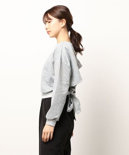 LUGG NAGG（ラグナグ）の「バックリボントップス（Tシャツ/カットソー・レディース・グレー/オフホワイト/ブラック・L/M/XL）」の4枚目の写真