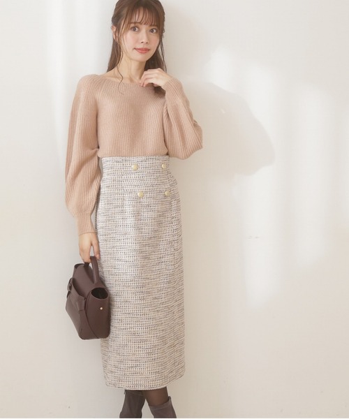 PROPORTION BODY DRESSING(プロポーションボディドレッシング)の「ツイードタイトスカート / 1212120004(スカート・レディース・ベージュ/ブラック/パープル・MEDIUM/SMALL)」の4枚目の写真