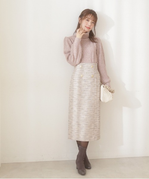 PROPORTION BODY DRESSING(プロポーションボディドレッシング)の「ツイードタイトスカート / 1212120004(スカート・レディース・ベージュ/ブラック/パープル・MEDIUM/SMALL)」の10枚目の写真