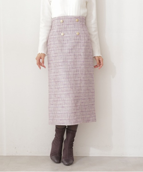 PROPORTION BODY DRESSING(プロポーションボディドレッシング)の「ツイードタイトスカート / 1212120004(スカート・レディース・ベージュ/ブラック/パープル・MEDIUM/SMALL)」の8枚目の写真