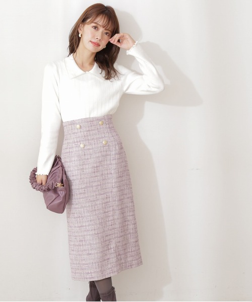 PROPORTION BODY DRESSING(プロポーションボディドレッシング)の「ツイードタイトスカート / 1212120004(スカート・レディース・ベージュ/ブラック/パープル・MEDIUM/SMALL)」の20枚目の写真