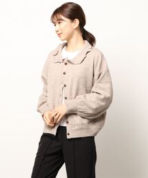 Samansa Mos2 | フリル襟付ニットカーディガン(カーディガン/ボレロ)