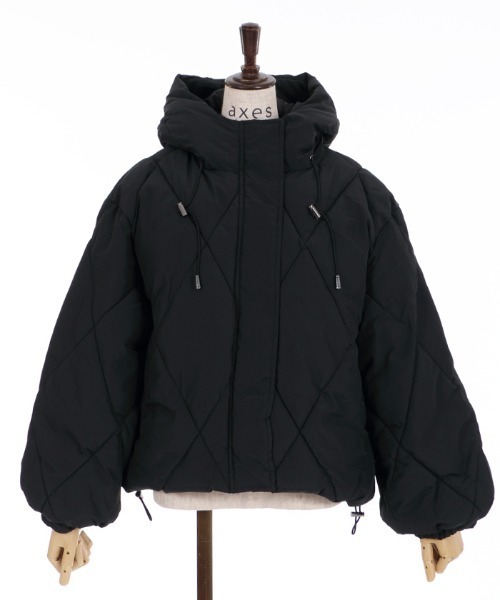 axes femme（アクシーズファム）の「ダイヤキルト中綿コート（ダウンジャケット/コート・レディース・ベージュ/ブラック/ミント・MEDIUM）」の2枚目の写真