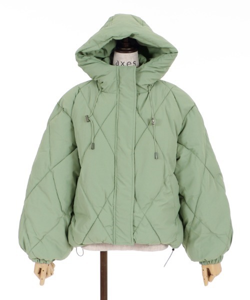 axes femme（アクシーズファム）の「ダイヤキルト中綿コート（ダウンジャケット/コート・レディース・ベージュ/ブラック/ミント・MEDIUM）」の12枚目の写真