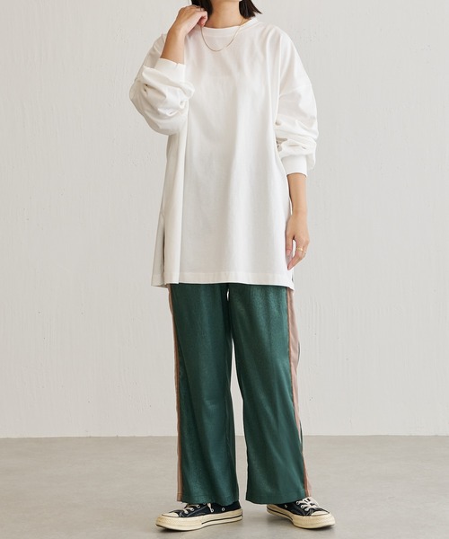 BONbazaar（ボンバザール）の「サテンジャガードライン入りパンツ（その他パンツ・レディース・ブラック/グリーン・FREE）」の8枚目の写真