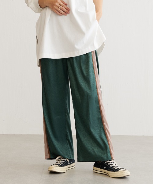 BONbazaar（ボンバザール）の「サテンジャガードライン入りパンツ（その他パンツ・レディース・ブラック/グリーン・FREE）」の3枚目の写真