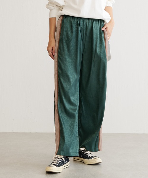 BONbazaar（ボンバザール）の「サテンジャガードライン入りパンツ（その他パンツ・レディース・ブラック/グリーン・FREE）」の6枚目の写真