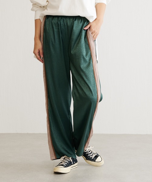 BONbazaar（ボンバザール）の「サテンジャガードライン入りパンツ（その他パンツ・レディース・ブラック/グリーン・FREE）」の7枚目の写真