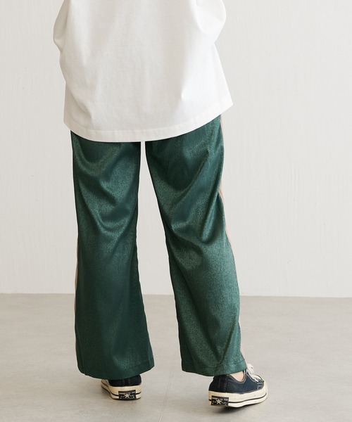 BONbazaar（ボンバザール）の「サテンジャガードライン入りパンツ（その他パンツ・レディース・ブラック/グリーン・FREE）」の4枚目の写真