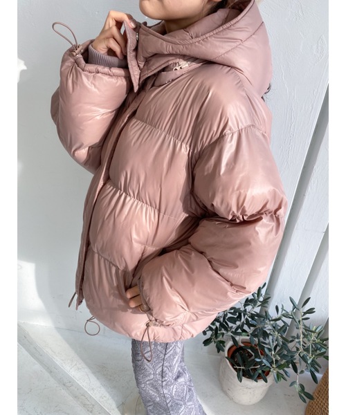 JUMELLE(ジュメロ)の「ロゴ刺繍中綿ジャケット(ダウンジャケット/コート・レディース・ピンク/アイボリー・FREE)」の9枚目の写真