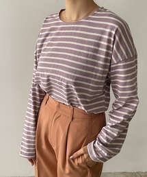 カラーボーダーロングTシャツ