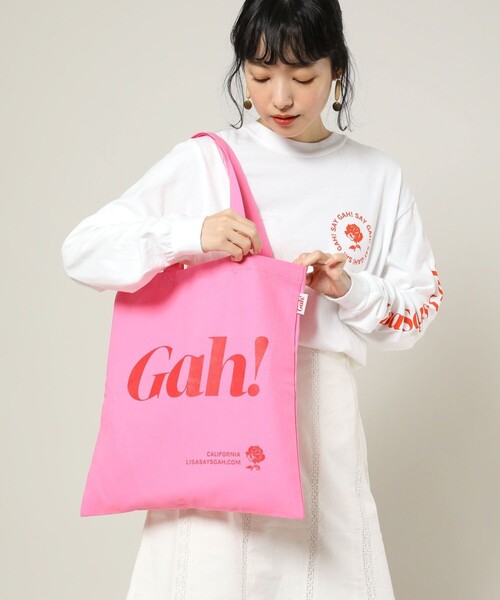 FREAK'S STORE(フリークスストア)の「Lisa Says Gah/リサ セイ ガウ GAH TOTE/ガートート(ロゴトートバッグ)(トートバッグ・レディース・ピンク/ナチュラル・ONE SIZE)」の5枚目の写真