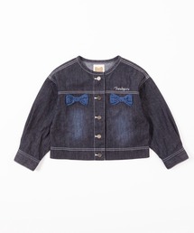 trois lapins kp | ドットリボンモチーフのGジャン(140-160cm)(デニムジャケット)
