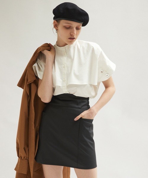 Keeepy(キーピー)の「【Keeepy】short sleeve button design oversized shirt(シャツ/ブラウス・レディース・ホワイト/ブラック・FREE)」の1枚目の写真