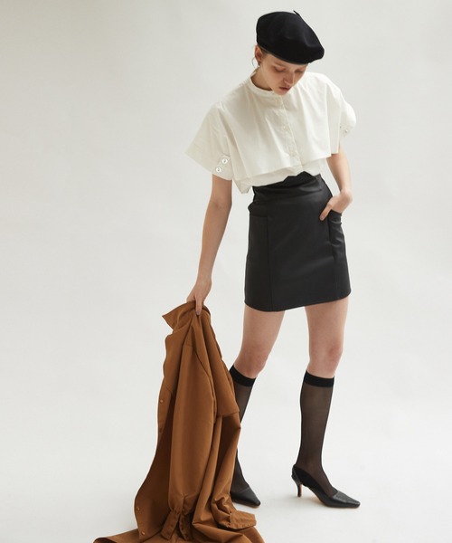 Keeepy(キーピー)の「【Keeepy】short sleeve button design oversized shirt(シャツ/ブラウス・レディース・ホワイト/ブラック・FREE)」の3枚目の写真