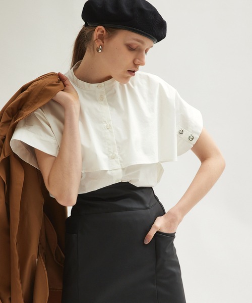 Keeepy(キーピー)の「【Keeepy】short sleeve button design oversized shirt(シャツ/ブラウス・レディース・ホワイト/ブラック・FREE)」の4枚目の写真