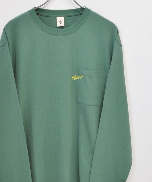 TRAP/U (トラップユー)の「胸ポケット ワンポイント 刺繍 コットン 天竺 ロングTシャツ(Tシャツ/カットソー・メンズ・ブラック/ホワイト/グリーン系その他・L/M)」の3枚目の写真