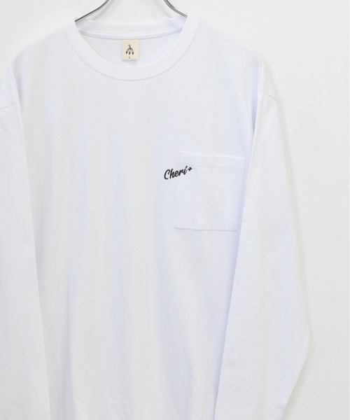 TRAP/U (トラップユー)の「胸ポケット ワンポイント 刺繍 コットン 天竺 ロングTシャツ(Tシャツ/カットソー・メンズ・ブラック/ホワイト/グリーン系その他・L/M)」の1枚目の写真