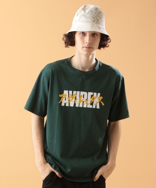 AVIREX（アヴィレックス）の「カタカナ ロゴ Tシャツ / KATAKANA LOGO T-SHIRT / アヴィレックス / AVIREX（Tシャツ/カットソー・メンズ・オフホワイト/ブラック/グリーン/カーキ・LARGE/X-LARGE/XX-LARGE/MEDIUM）」の4枚目の写真