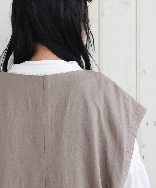 osharewalker（オシャレウォーカー）の「【廃盤】『風合いリネン混ジレベスト』（ベスト・レディース・ブラック/モカ・FREE）」の13枚目の写真