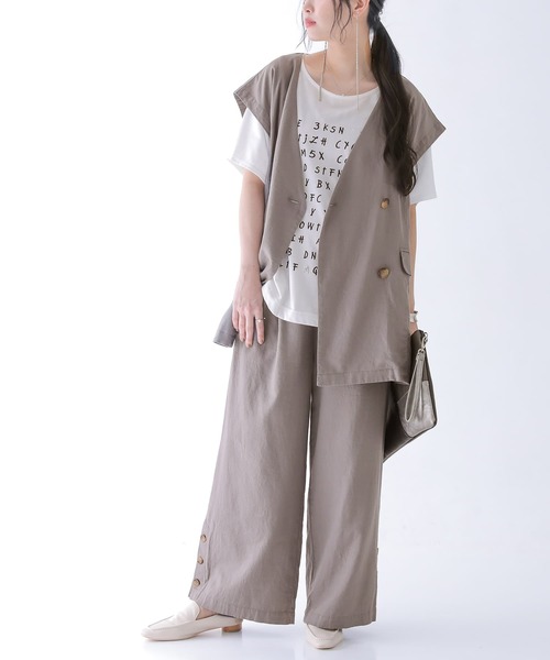 osharewalker（オシャレウォーカー）の「【廃盤】『風合いリネン混ジレベスト』（ベスト・レディース・ブラック/モカ・FREE）」の15枚目の写真