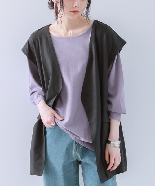 【美品】ユルタオ ◡̈ ベスト　リネン混 美品】ユルタオ ◡̈ ベスト リネン混