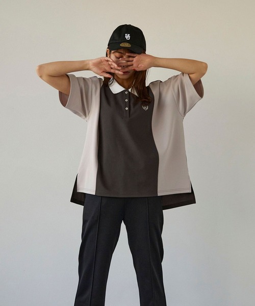 179/WG（イチナナキュウダブルジー）の「ブロッキングポロシャツ（ポロシャツ・レディース・チャコールグレー/グリーン/ボルドー・FREE）」の2枚目の写真