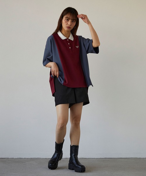 179/WG（イチナナキュウダブルジー）の「ブロッキングポロシャツ（ポロシャツ・レディース・チャコールグレー/グリーン/ボルドー・FREE）」の19枚目の写真