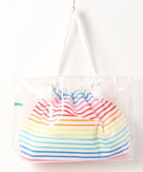 BENETTON (UNITED COLORS OF BENETTON)(ベネトンユナイテッドカラーズオブベネトン)の「【BENETTON:ベネトン】巾着入りPVCトートバッグ(トートバッグ・レディース・グリーン/ブルー/マルチ・FREE)」の4枚目の写真