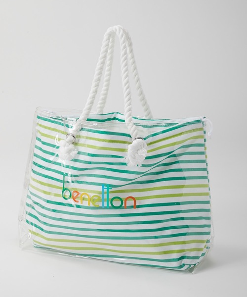 BENETTON (UNITED COLORS OF BENETTON)(ベネトンユナイテッドカラーズオブベネトン)の「【BENETTON:ベネトン】巾着入りPVCトートバッグ(トートバッグ・レディース・グリーン/ブルー/マルチ・FREE)」の1枚目の写真