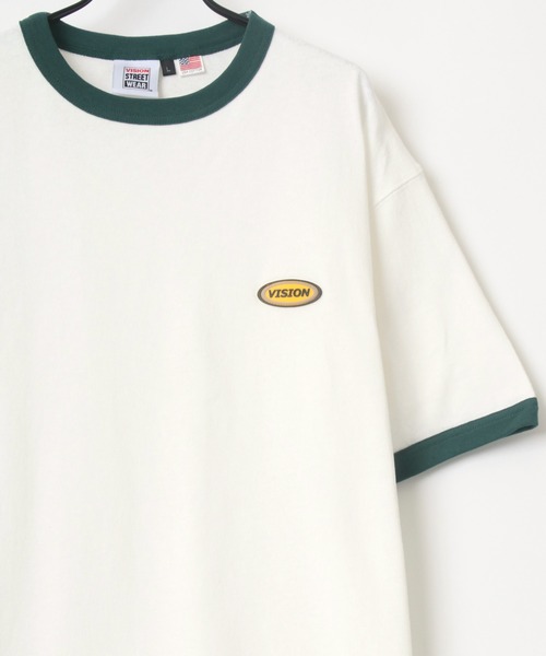VISION STREET WEAR(ヴィジョンストリートウェア)の「VISION STREET WEAR/ヴィジョンストリートウェア ビッグシルエット ワンポイント ロゴ ワッペン リンガー Tシャツ(Tシャツ/カットソー・メンズ・チャコールグレー/オフホワイト/グリーン/マスタード・LL/M/L)」の2枚目の写真
