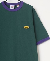 VISION STREET WEAR/ヴィジョンストリートウェア ビッグシルエット ワンポイント ロゴ ワッペン リンガー Tシャツ