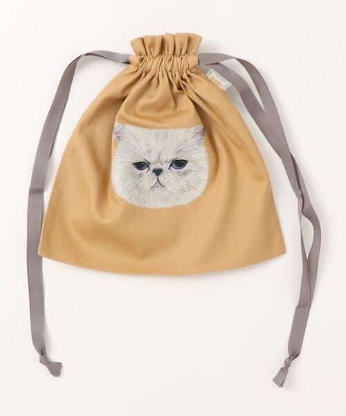 Monocoro toppi（モノコロトッピ）の「ねこ プリント 巾着 バッグ（ハンドバッグ・レディース・ブルー/パープル/アイボリー/オレンジ・フリー）」の19枚目の写真