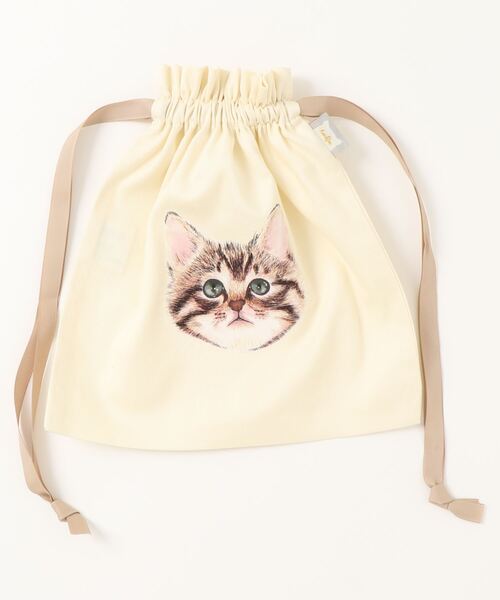 Monocoro toppi（モノコロトッピ）の「ねこ プリント 巾着 バッグ（ハンドバッグ・レディース・ブルー/パープル/アイボリー/オレンジ・フリー）」の20枚目の写真