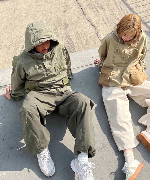 CANAL JEAN（キャナルジーン）の「choice_cnl(チョイス) 配色アノラックパーカー（マウンテンパーカー・レディース・ベージュ/カーキ・ONE SIZE）」の2枚目の写真