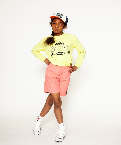 JUNKSOUL（ジャンクソウル）の「国内プリント オッサンとクマのレコード池での釣り対決ロンT(M4)（Tシャツ/カットソー・キッズ・ベージュ/オレンジ/ライトイエロー/ブラック/カーキ/杢グレー/ライトブルー/ホワイト・100cm/110cm/120cm/130cm/140cm/150cm/160cm）」の7枚目の写真