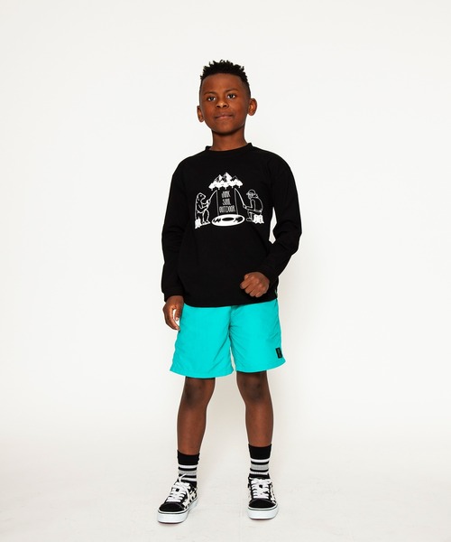 JUNKSOUL（ジャンクソウル）の「国内プリント オッサンとクマのレコード池での釣り対決ロンT(M4)（Tシャツ/カットソー・キッズ・ベージュ/オレンジ/ライトイエロー/ブラック/カーキ/杢グレー/ライトブルー/ホワイト・100cm/110cm/120cm/130cm/140cm/150cm/160cm）」の12枚目の写真