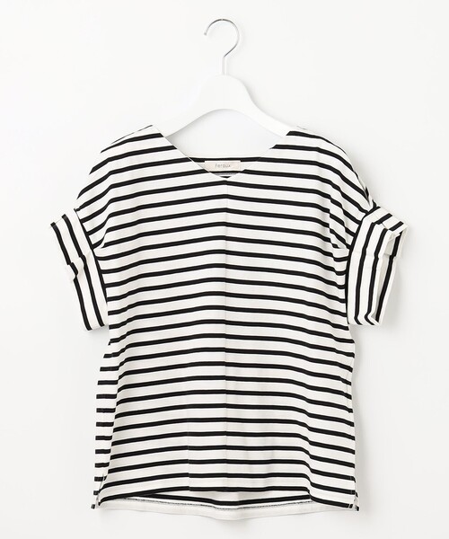 Feroux（フェルゥ）の「【吸水速乾・洗える】タックスリーブVネック Tシャツ（Tシャツ/カットソー・レディース・ホワイト系/ブラック系/ブラック系1/アイボリー系/イエロー系/ピンク系・F）」の9枚目の写真