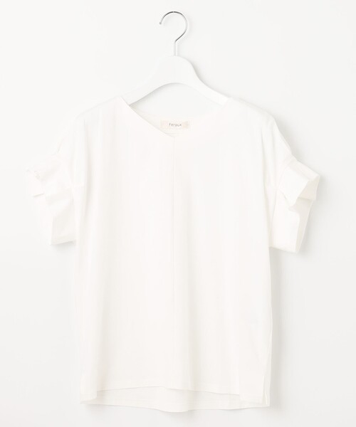 Feroux（フェルゥ）の「【吸水速乾・洗える】タックスリーブVネック Tシャツ（Tシャツ/カットソー・レディース・ホワイト系/ブラック系/ブラック系1/アイボリー系/イエロー系/ピンク系・F）」の11枚目の写真